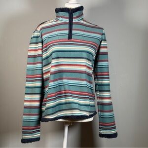 Bit & Bridle Women’s Small Pullover 1/4 Zip Multi Color Stripe Fleece Jacket